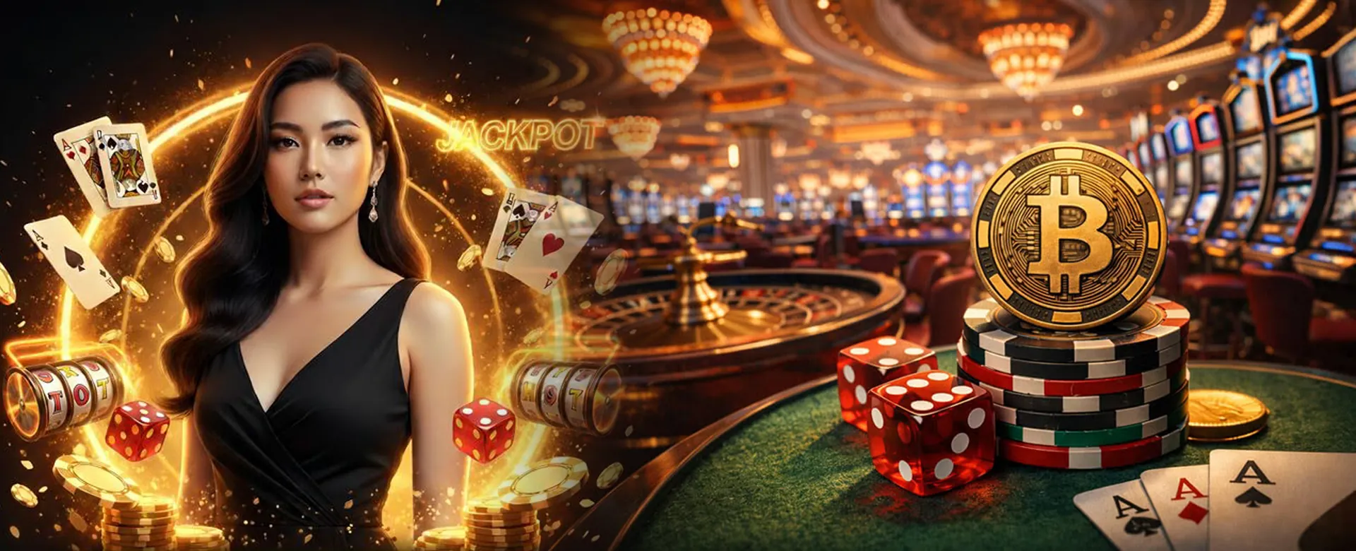 YY777 Live Casino dealer at a blackjack table with cards and chips